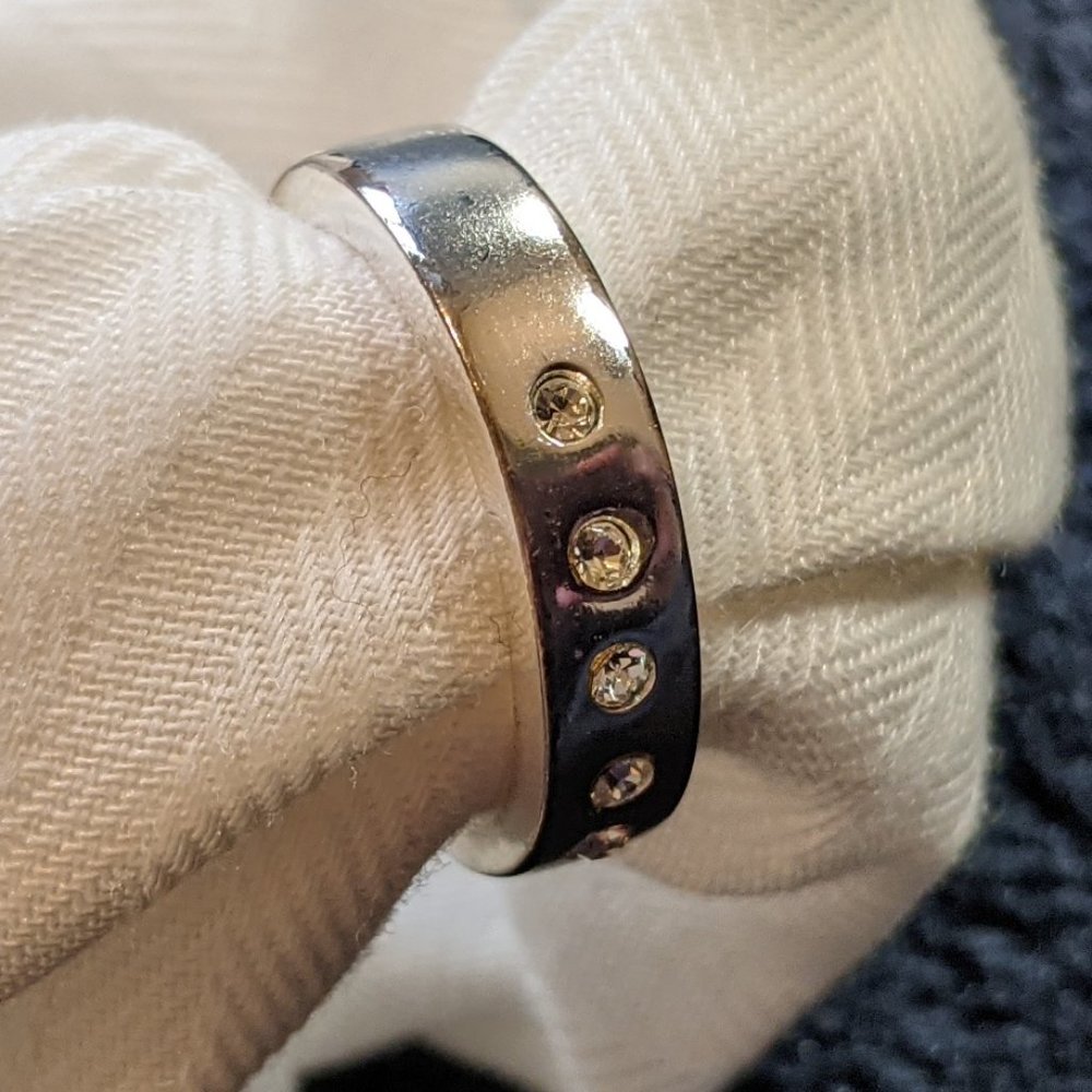 Crystal Multicolor Set Of Two Silver Rings Stackable EUC Trendy - Picture 4 of 12